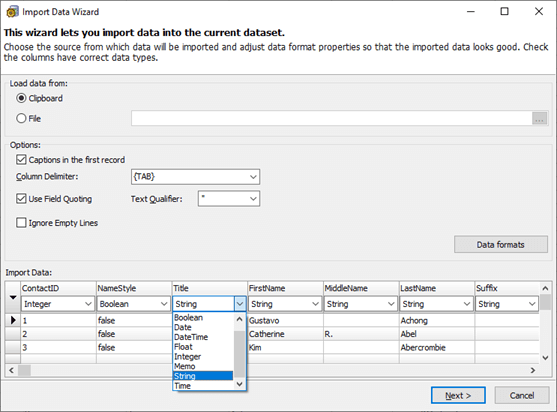 Importing data 